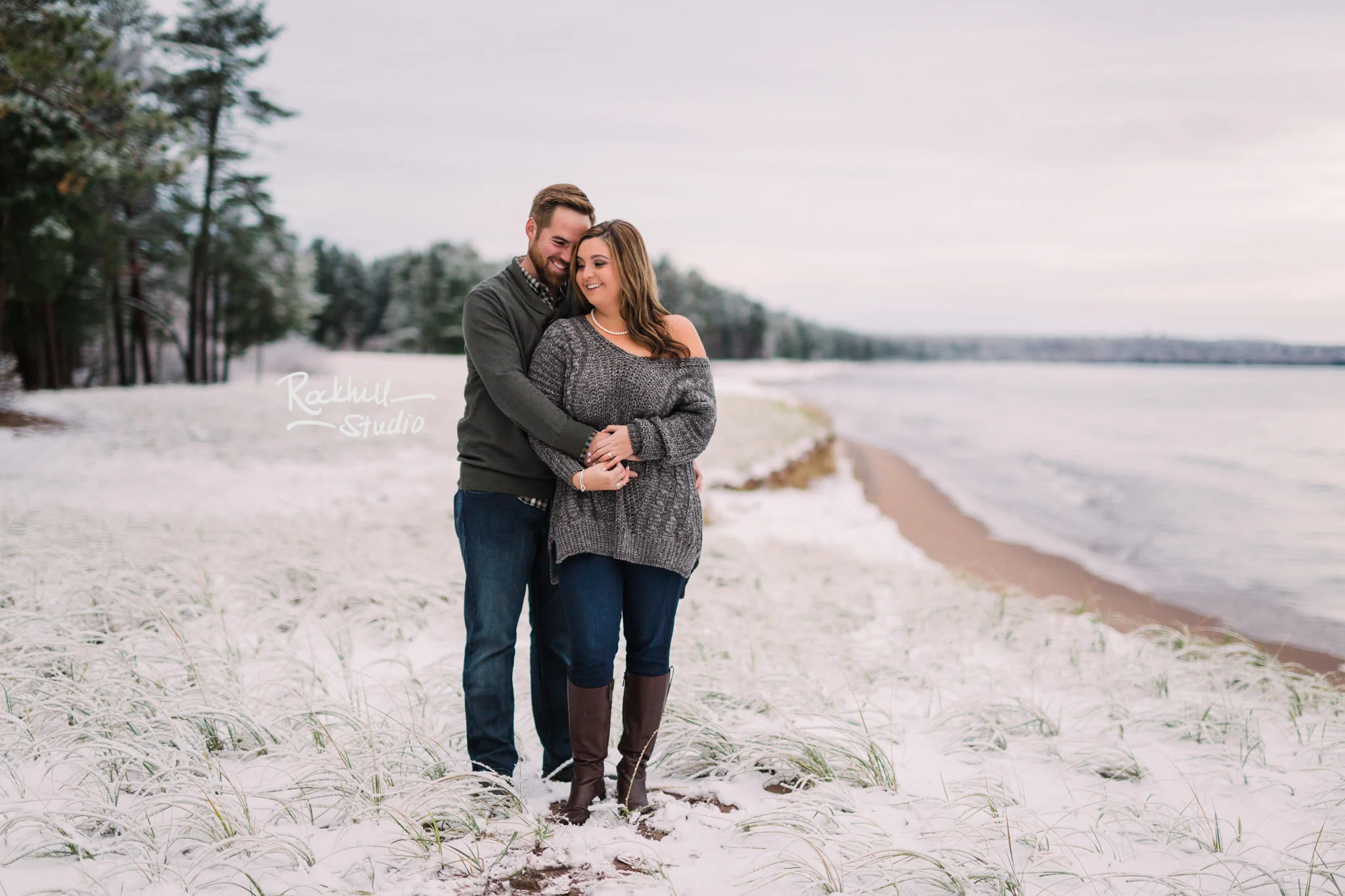Northern Michigan Engagement photographer, couple on the beach, traverse city