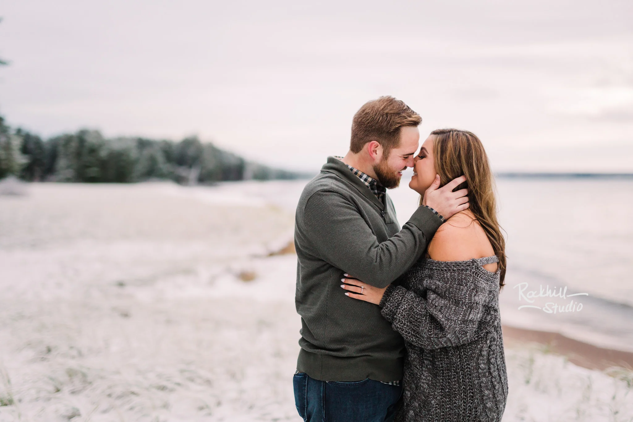 Northern Michigan Engagement photographer, couple on the beach, traverse city