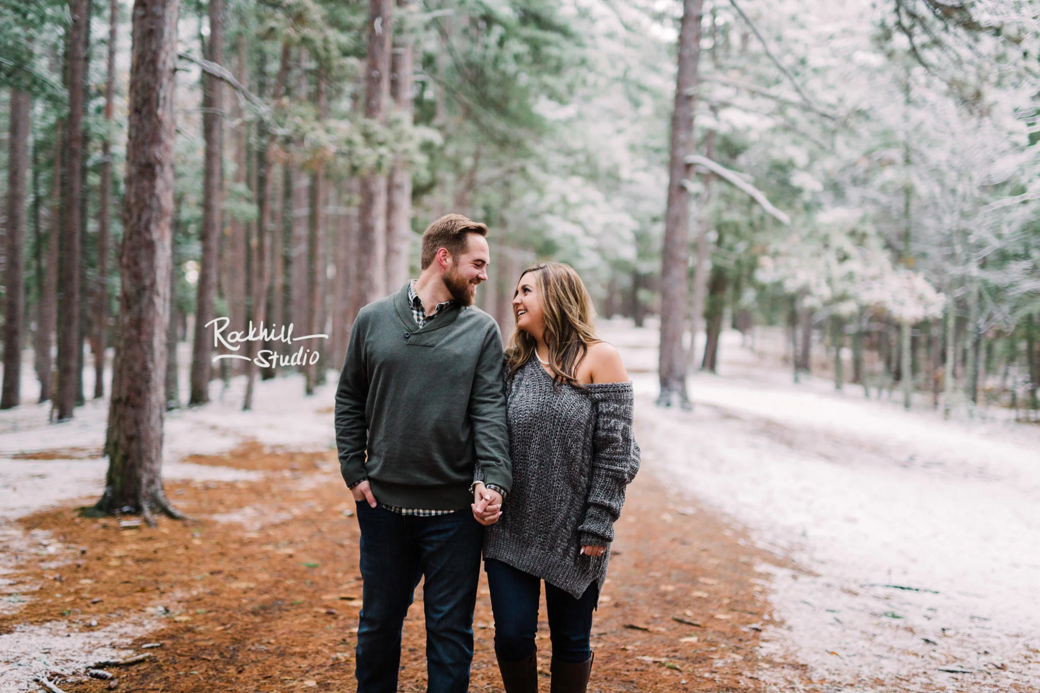 Northern Michigan Engagement photographer, couple in the woods, traverse city