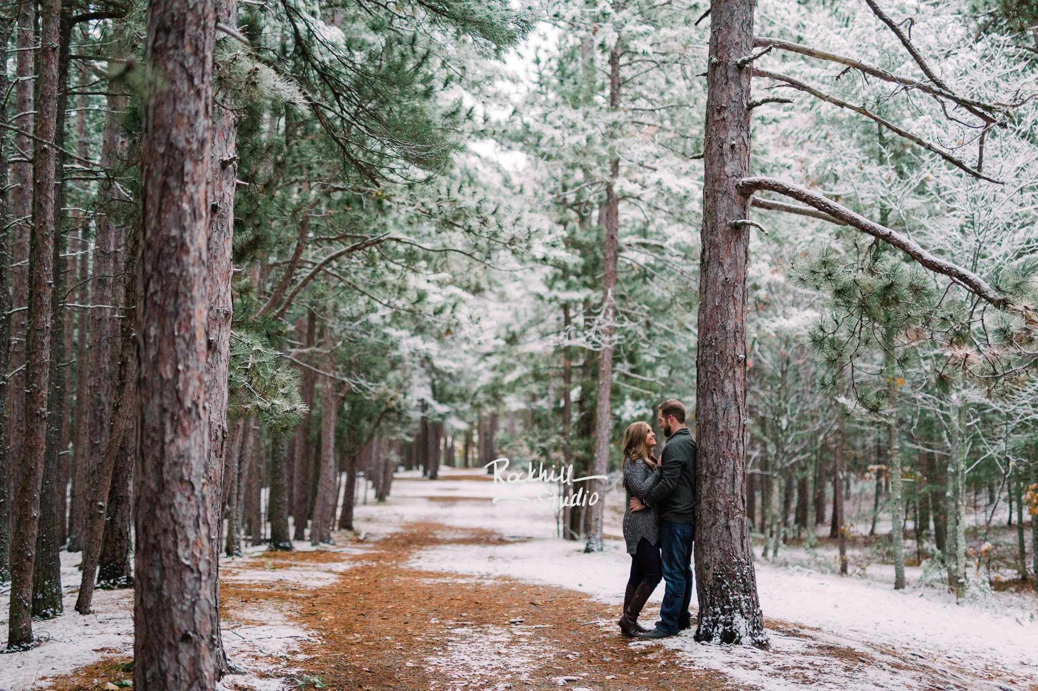 Northern Michigan Engagement photographer, couple in the woods, traverse city