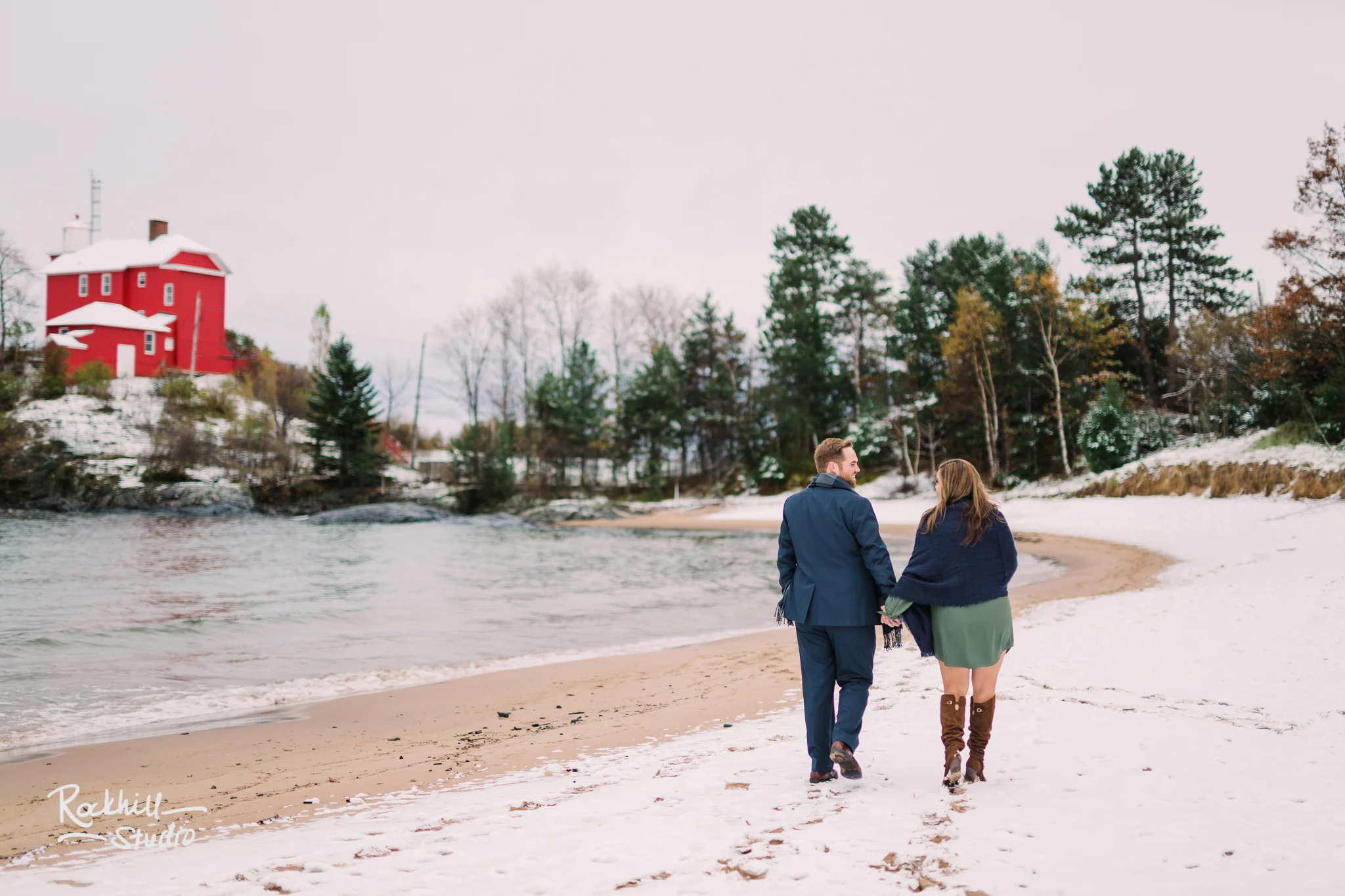 Northern Michigan Engagement photographer, couple in the woods, traverse city