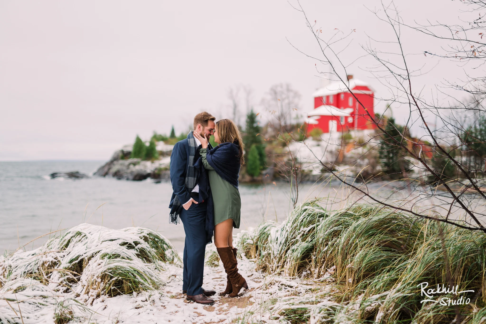 Northern Michigan Engagement photographer, couple in the woods, traverse city
