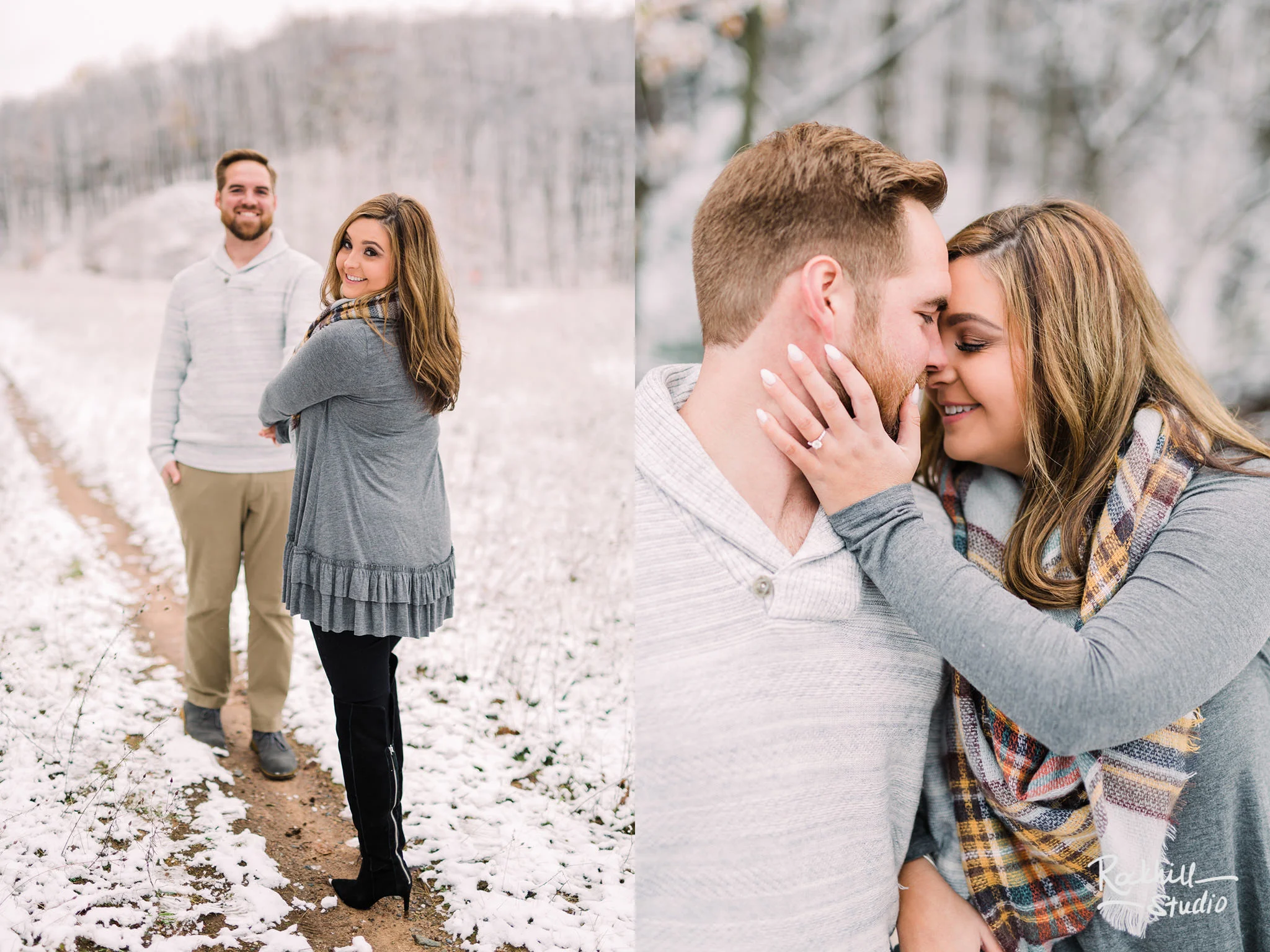 Northern Michigan Engagement photographer, couple in the woods, traverse city