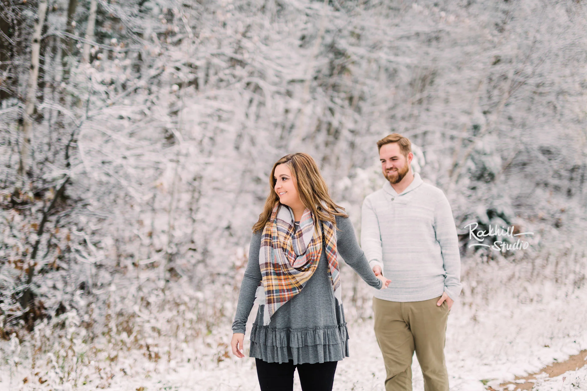 Northern Michigan Engagement photographer, couple in the woods, traverse city