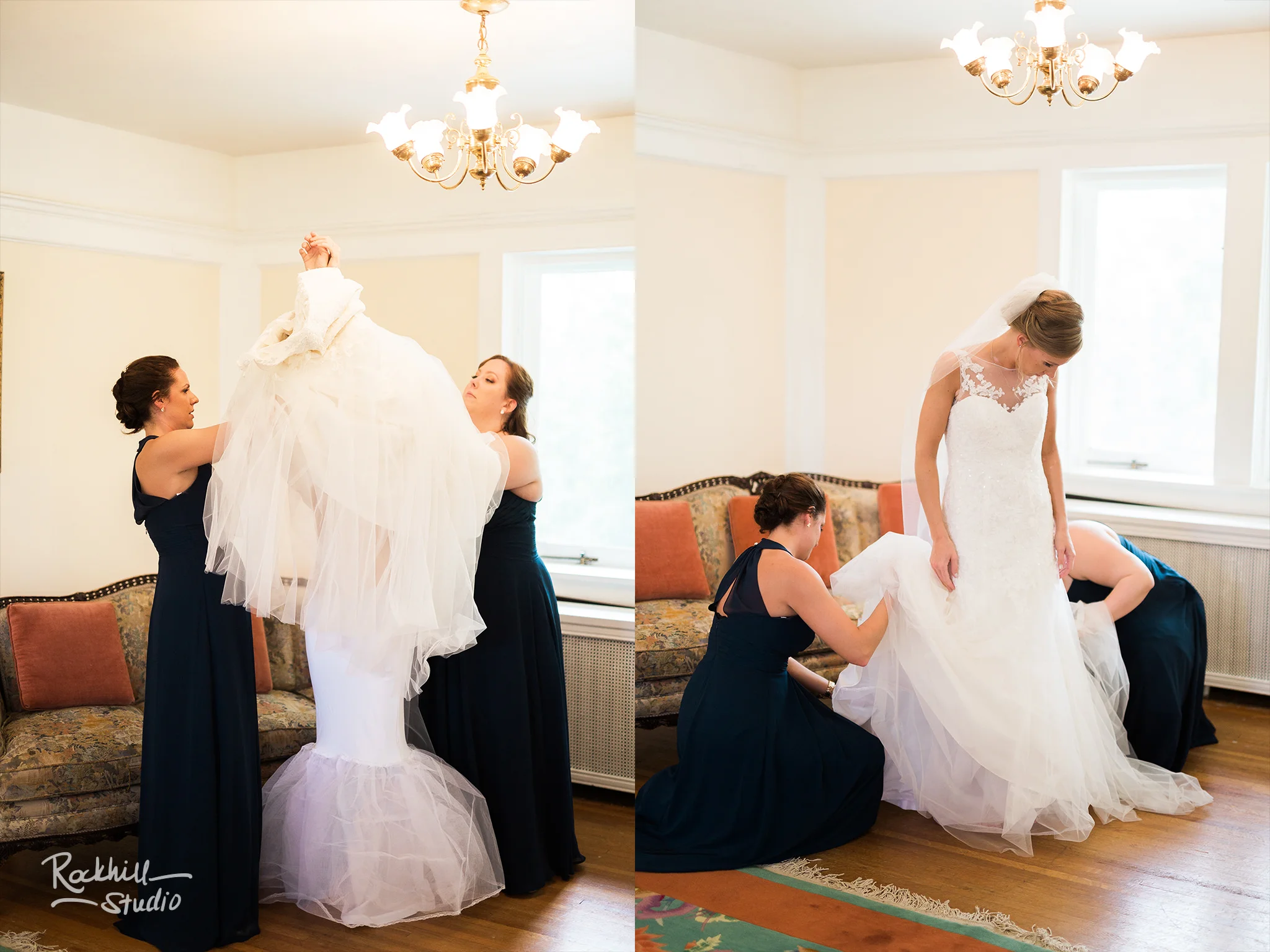 Traverse City Wedding Photographer, brides wedding dress hanging, Rockhill Studio, destination wedding photography