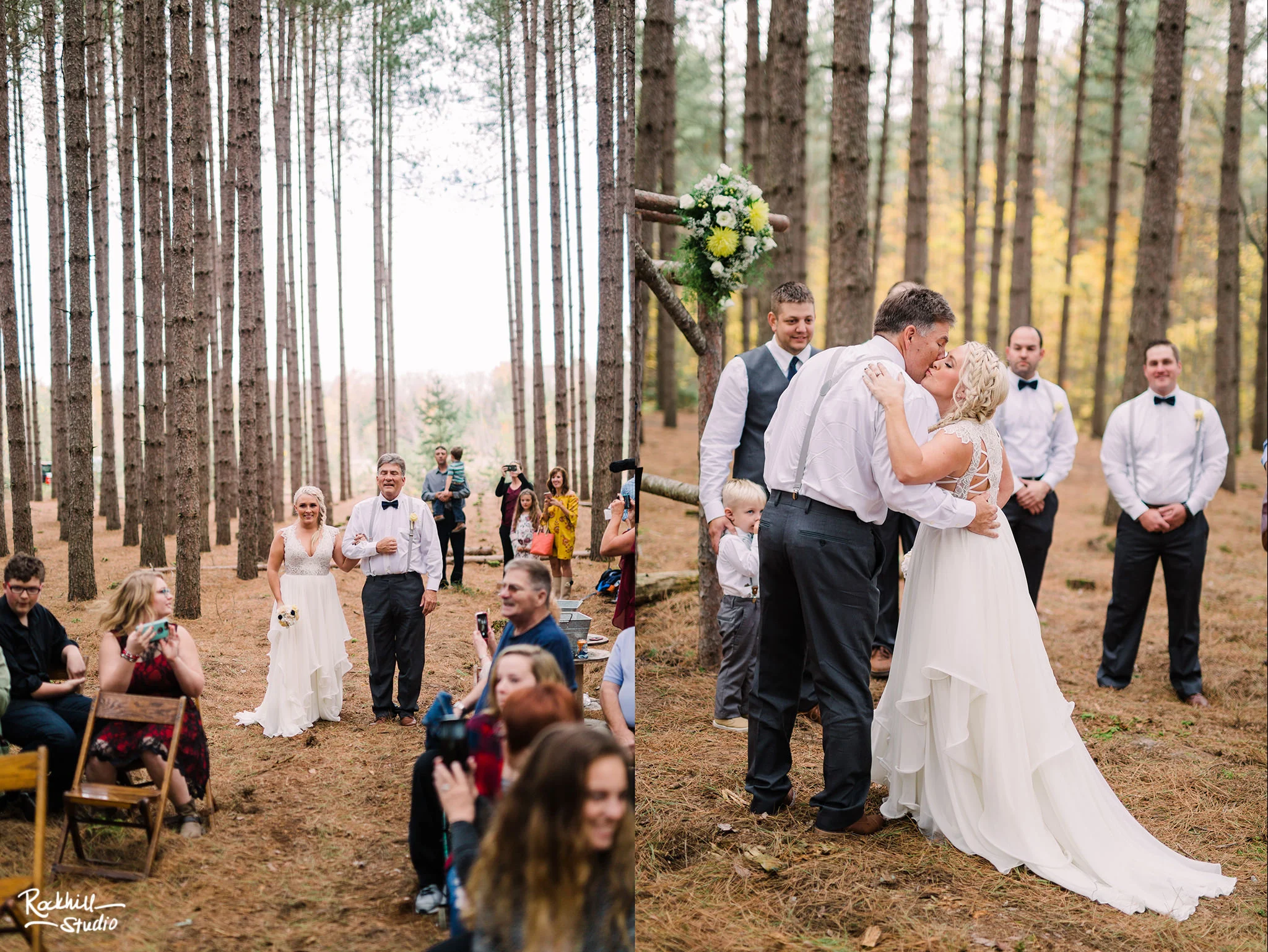 Traverse City Wedding Photographer, northern michigan pine trees ceremony, Rockhill Studio