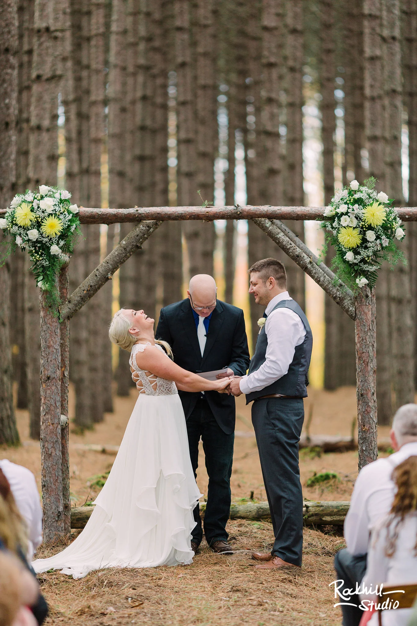 Traverse City Wedding Photographer, northern michigan pine trees ceremony, Rockhill Studio
