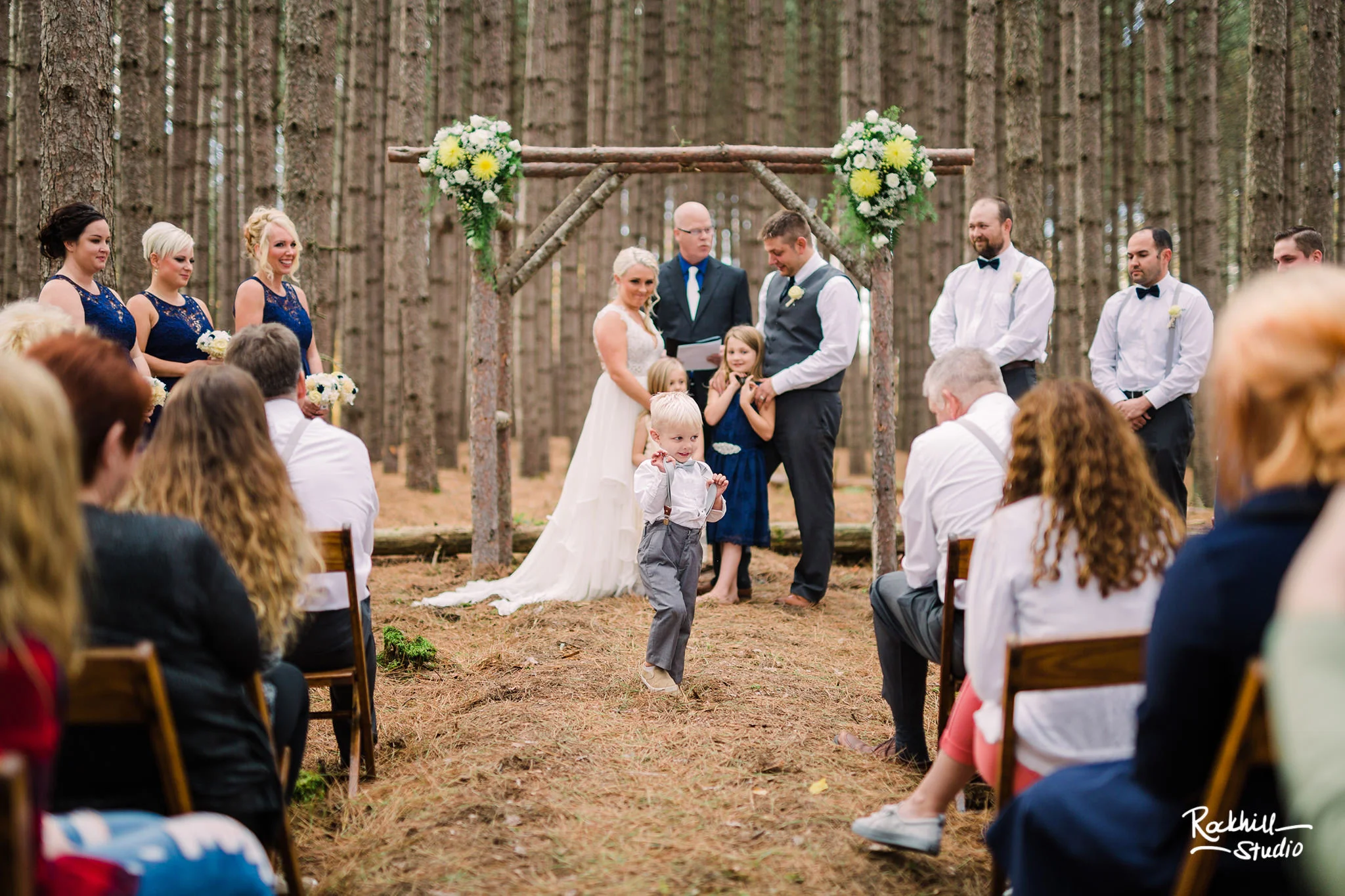 Traverse City Wedding Photographer, northern michigan pine trees ceremony, Rockhill Studio
