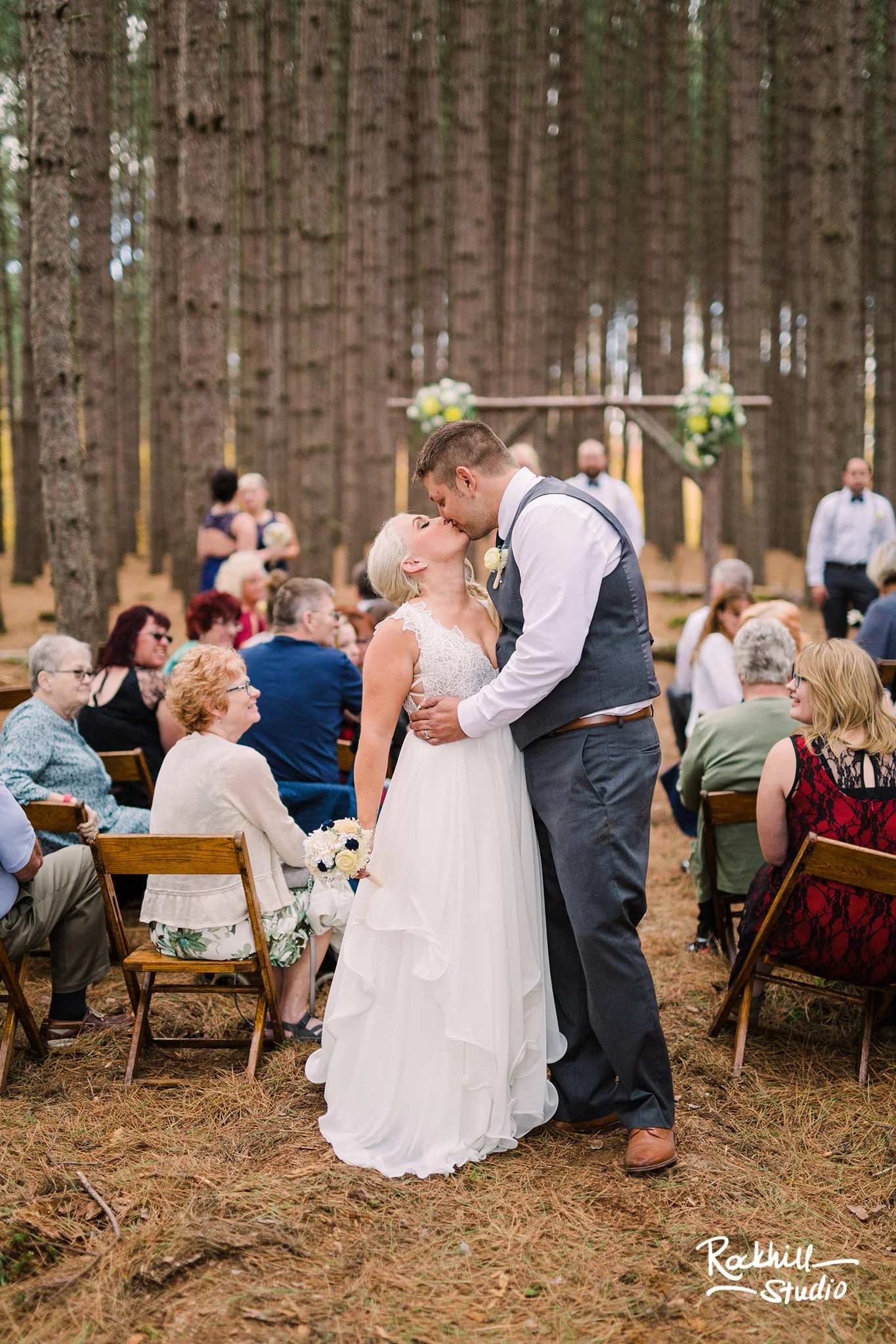 Traverse City Wedding Photographer, northern michigan pine trees ceremony, Rockhill Studio