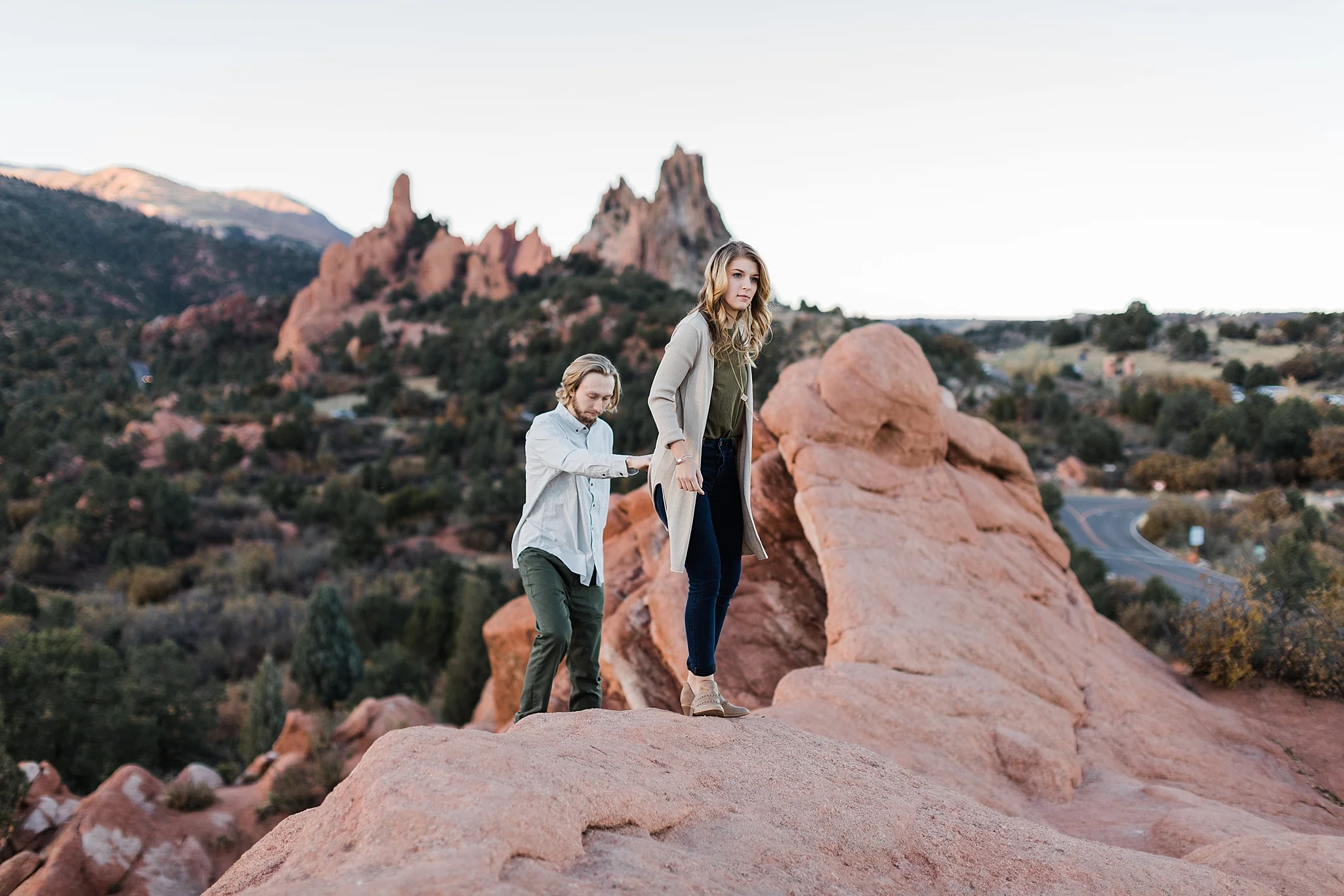 Couple on engagement session in Garden of the Gods, Colorado, by Rockhill Studio, Traverse City Engagement and Wedding Photographer
