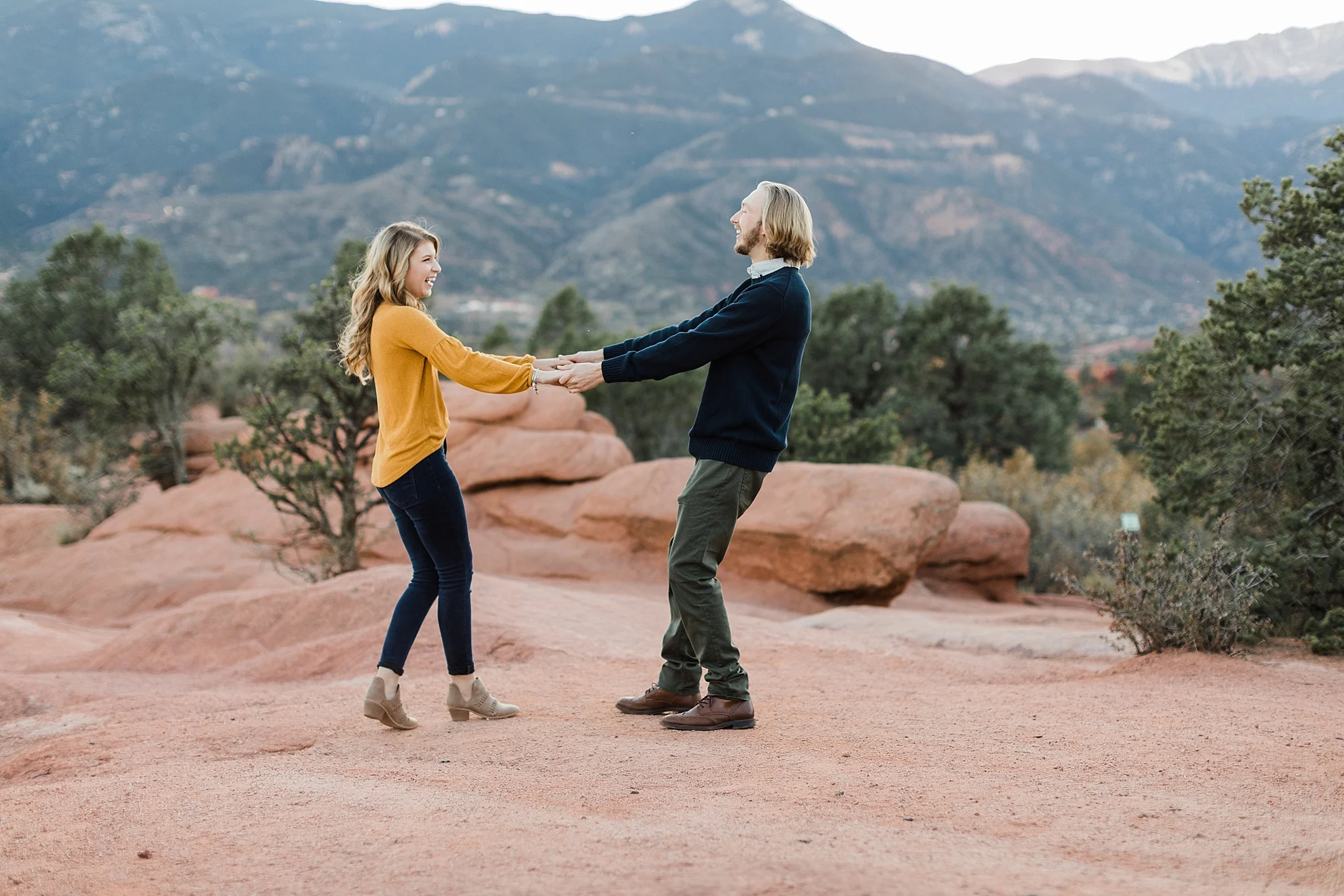 Couple on engagement session in Garden of the Gods, Colorado, by Rockhill Studio, Traverse City Engagement and Wedding Photographer
