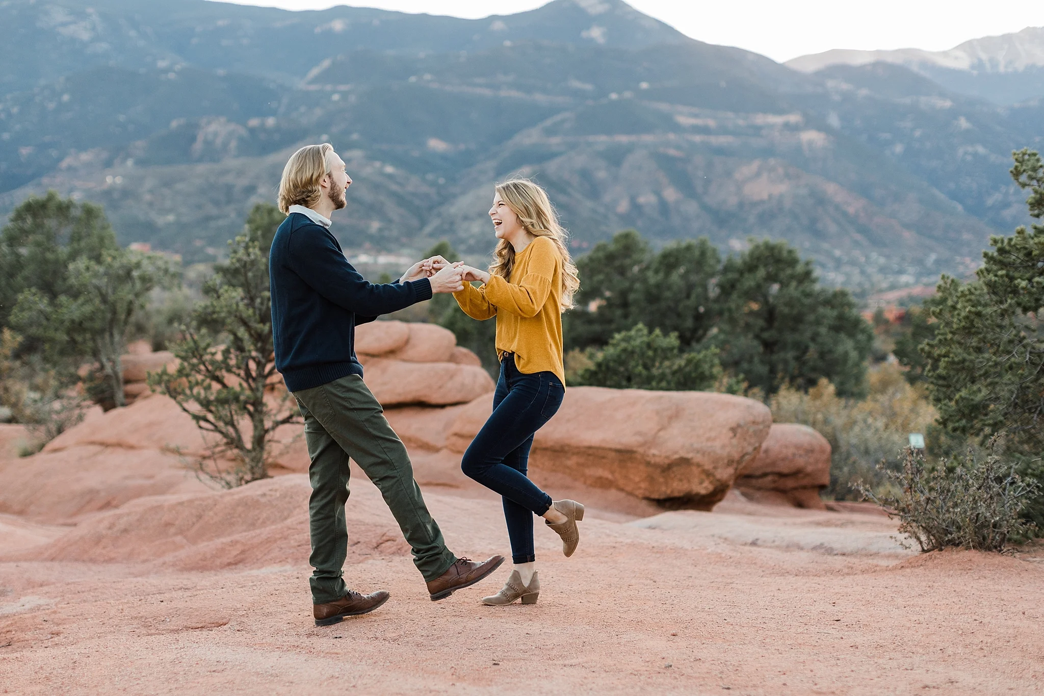 Couple on engagement session in Garden of the Gods, Colorado, by Rockhill Studio, Traverse City Engagement and Wedding Photographer