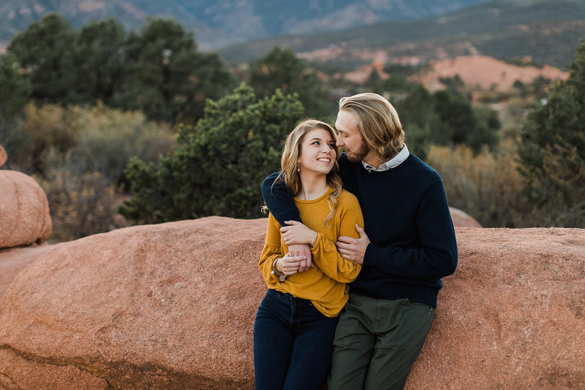 Couple on engagement session in Garden of the Gods, Colorado, by Rockhill Studio, Traverse City Engagement and Wedding Photographer