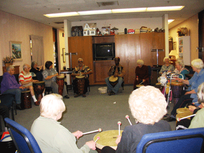 Marcus with seniors at Silvercrest senior residence Santa Monica, CA