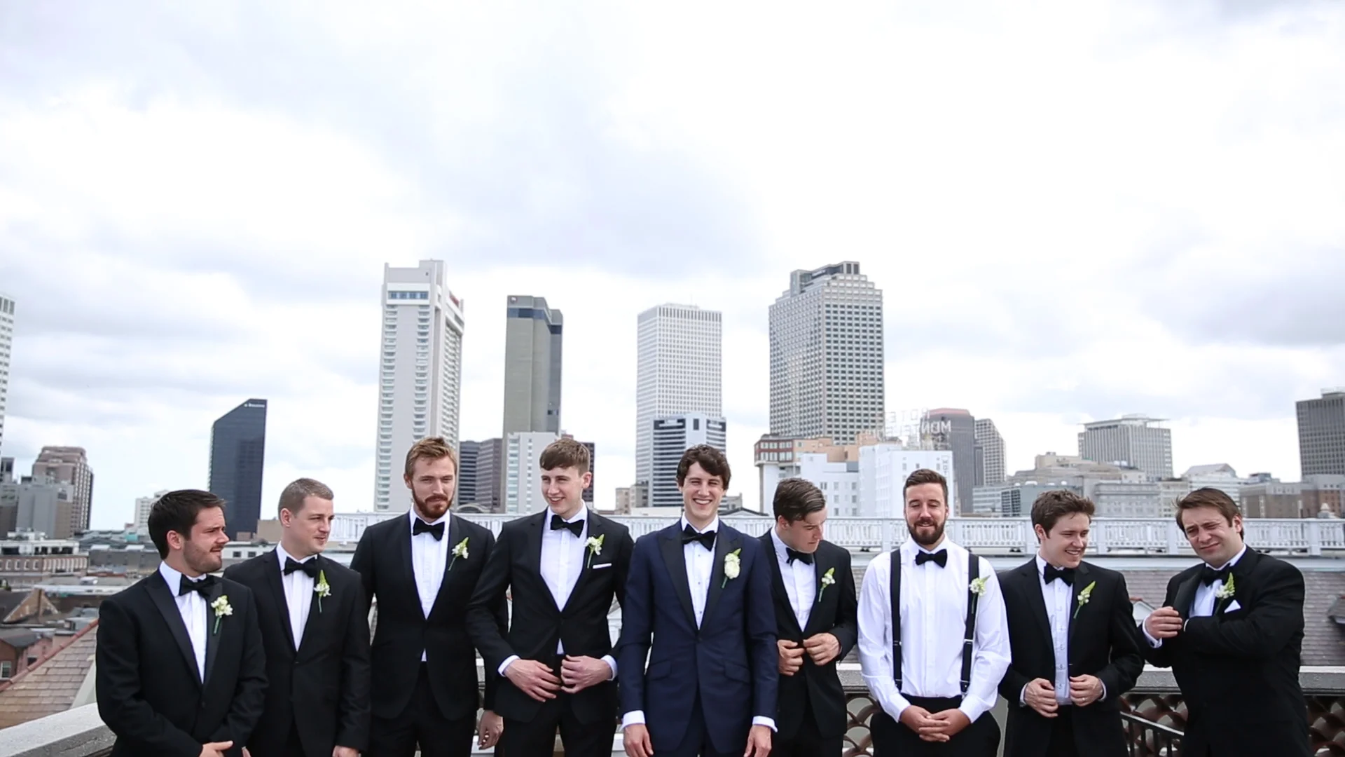 The guys having fun on the rooftop of the Omni Royal Orleans.