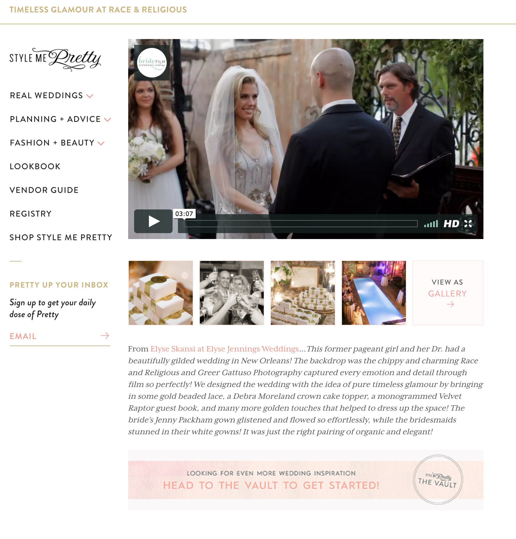 Timeless Glamour Style Me Pretty Featured New Orleans Wedding