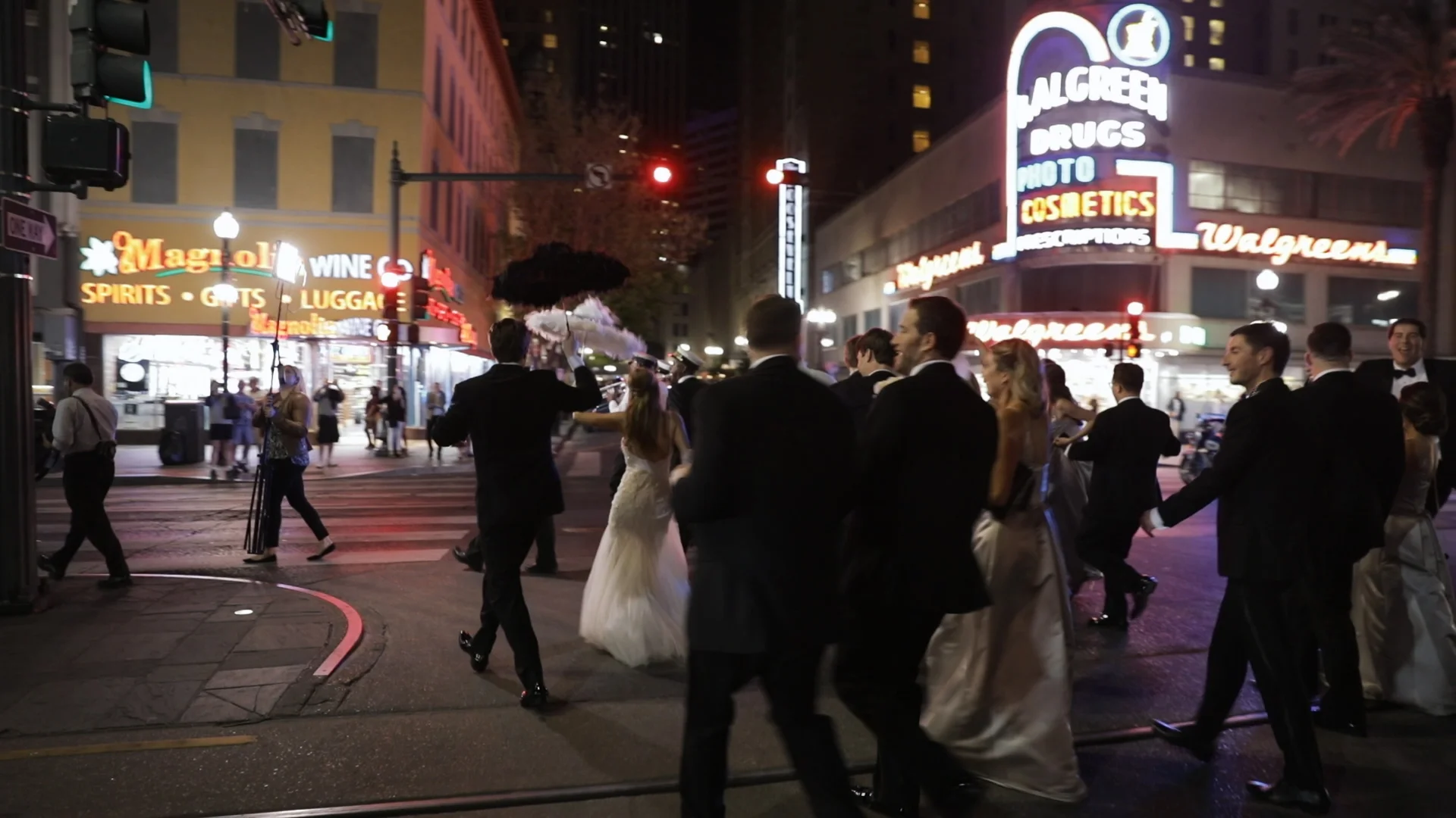 New Orleans Wedding Video_Bride Film_Becca and Frank_Ritz Carlton reception_canal street second line exit