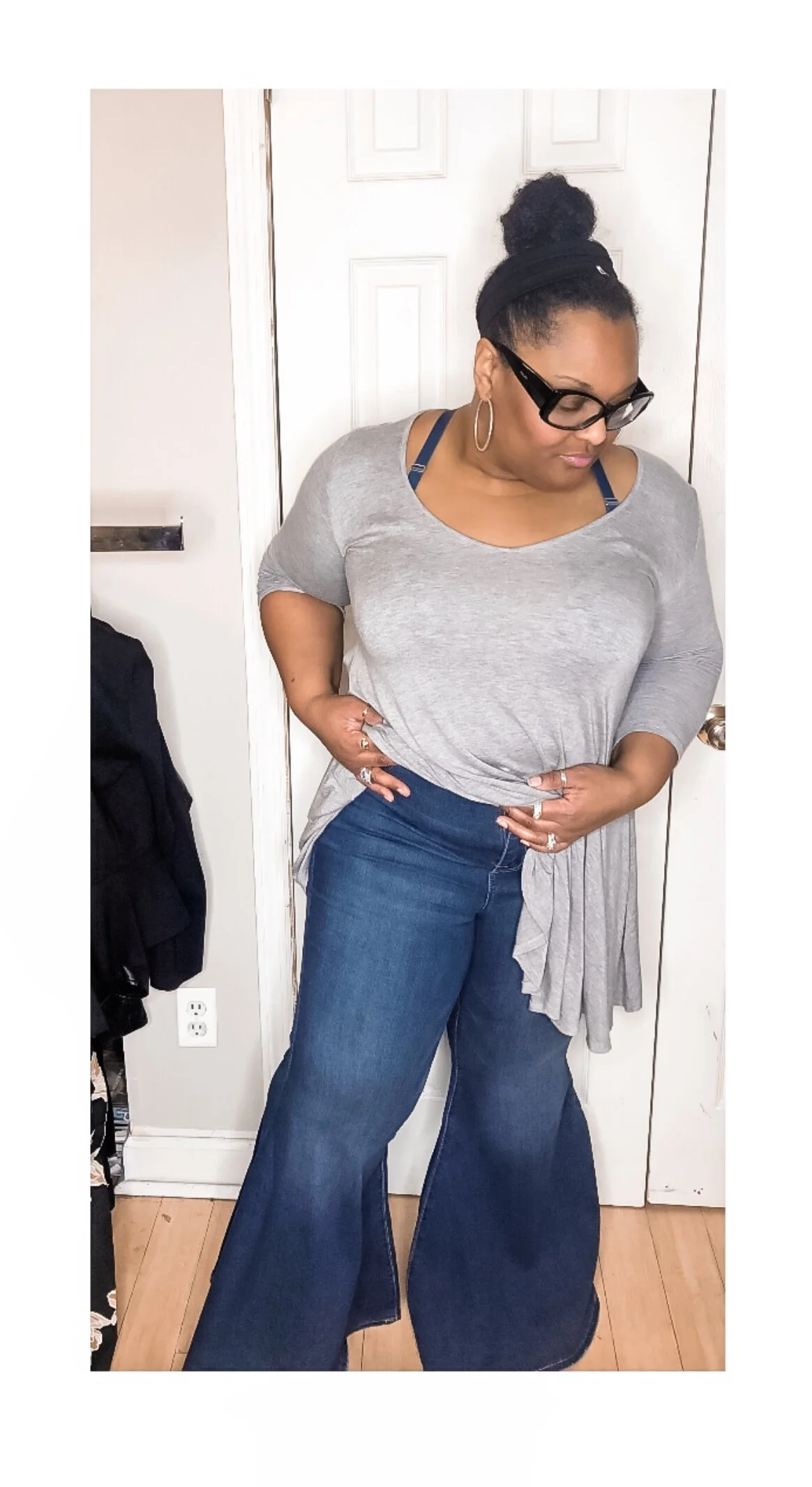 Eloquii’s Bell Bottom Flares - with trainers.