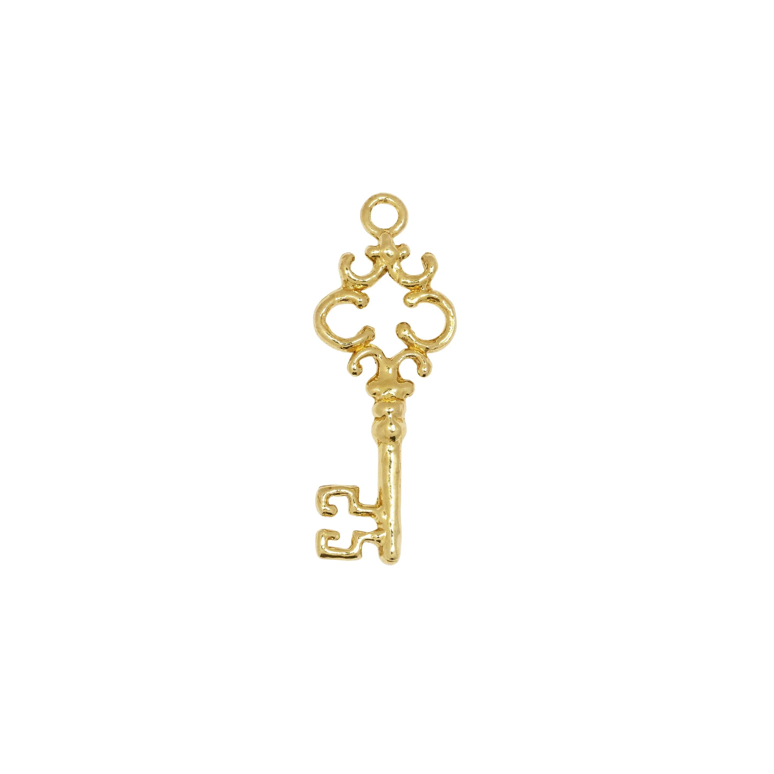 Skeleton Key Charm, Brass
