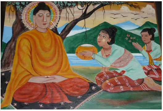  MYANMAR – Kalaw monastère rural (fresque du cycle de la vie du Bouddha) 