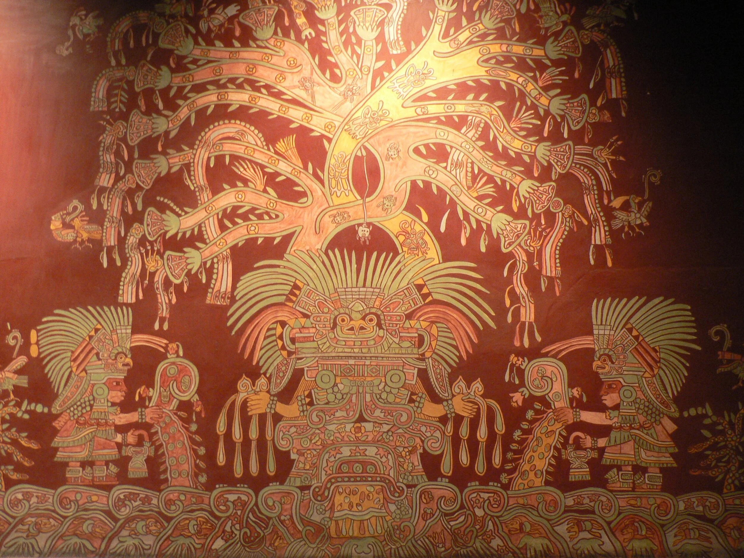 9- fresque musée Au Musée archéologique National la reconstitution de cette fresque est présentée comme une scène d’offrande à la divinité protectrice de la ville.