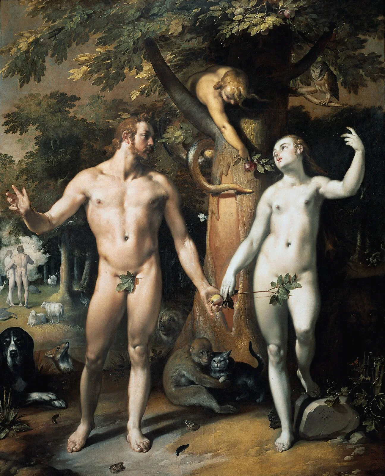 Cornelis van Haarlem, La Chute de l'Homme (1592, huile sur toile, 273 × 220 cm - Rijksmuseum, Amsterdam)