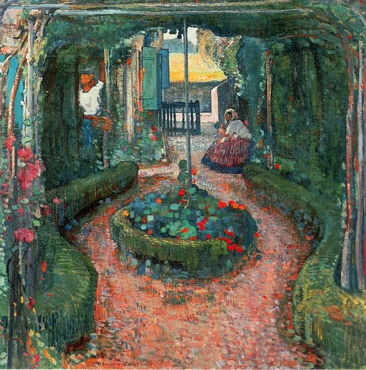   E.VALLET – Le jardin en mai  (tableau, 1907) 