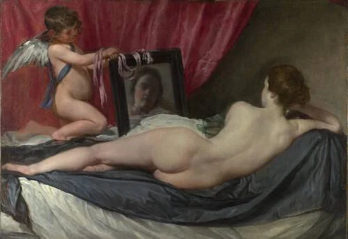  Diego Velázquez,  Vénus au miroir , 1647, huile sur toile, 122 × 177 cm, National Gallery, Londres 