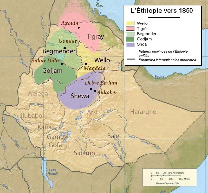 Carte de l’Ethiopie vers 1850
