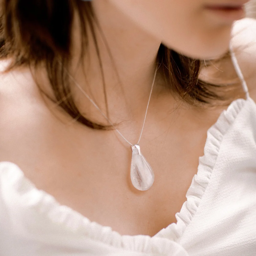 Collier goutte en acier inoxydable et zircons - Unique by M