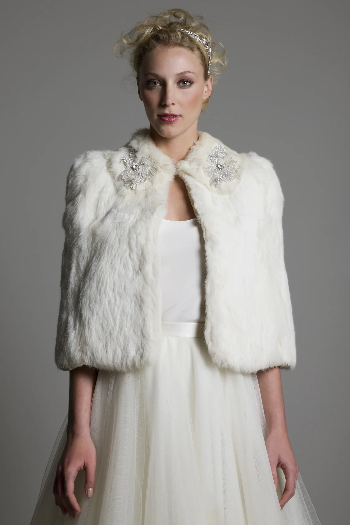 FUR CAPE WITH EMBELLISHMENT