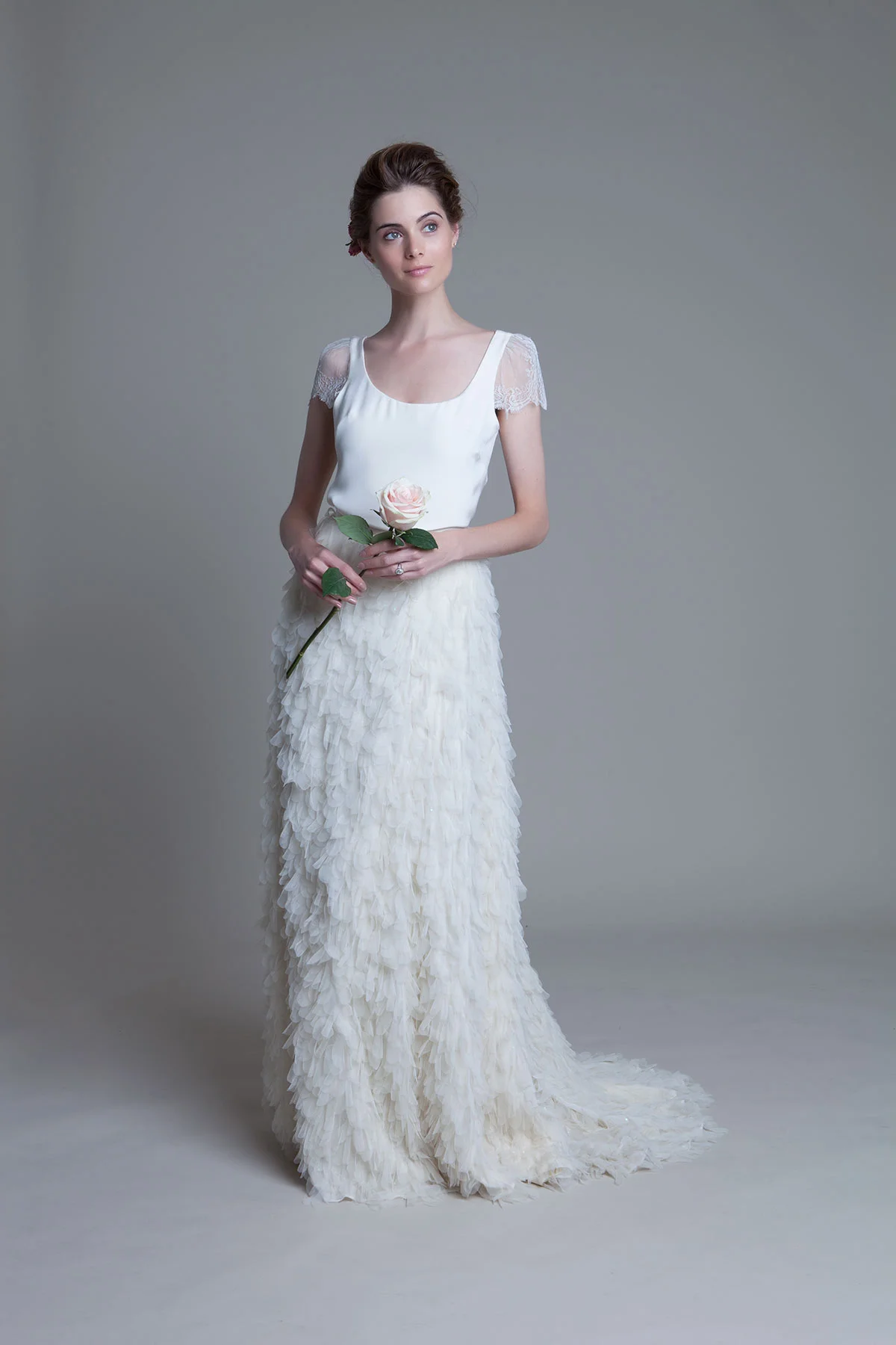 Swan Tee with lace cap sleeves and Swan Skirt by Halfpenny London