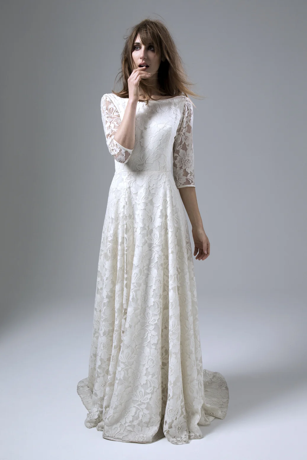 Antonia Large Floral Lace Backless Wedding Dress by Halfpenny London