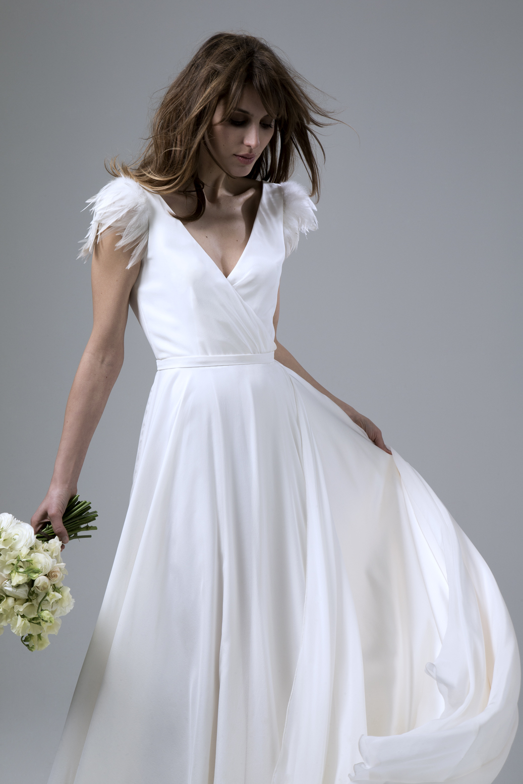 Daisy Silk Chiffon Cross Over Wedding Dress by Halfpenny London