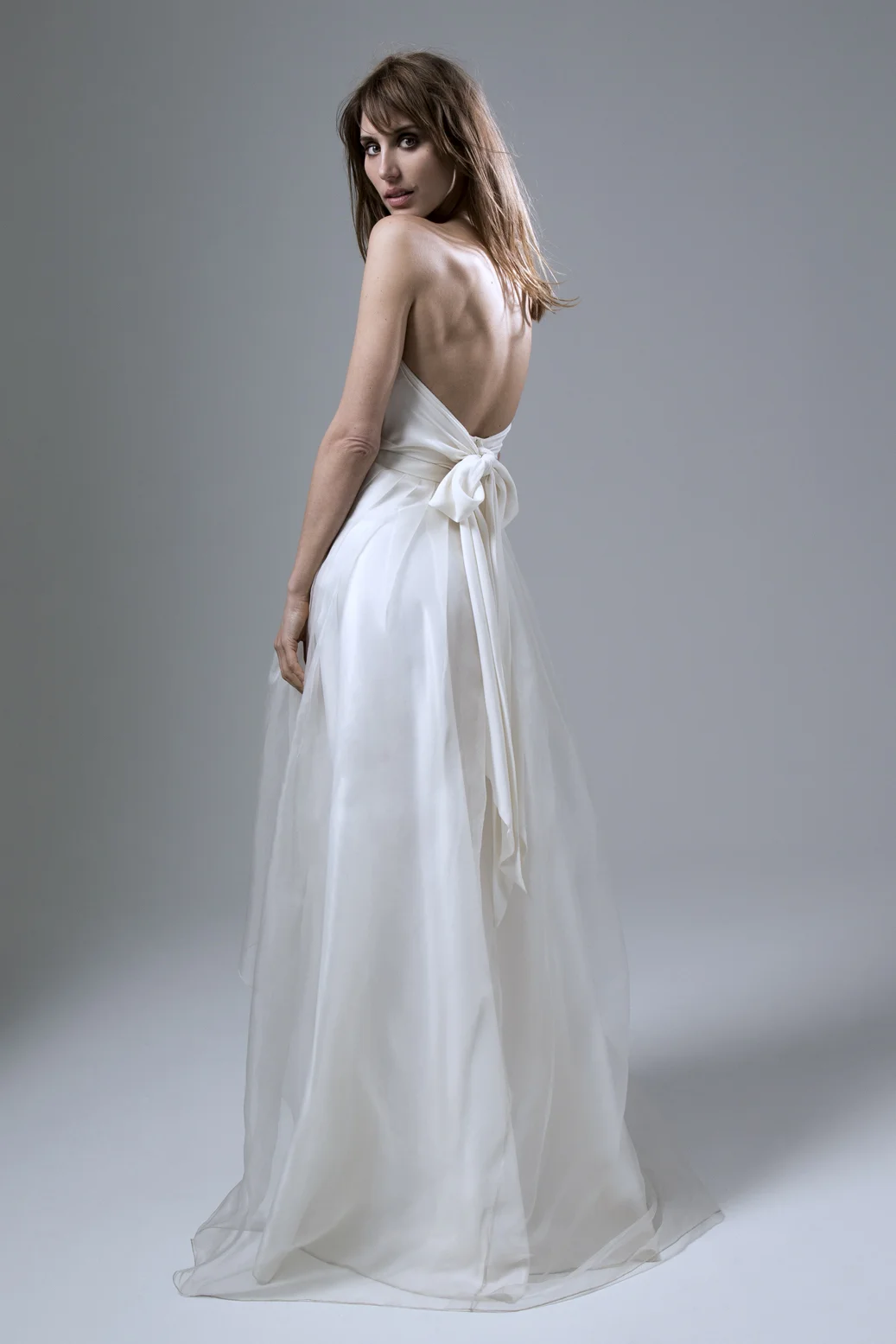 Back view of the Dita lace applique corset and High Low Lola Skirt by Halfpenny London