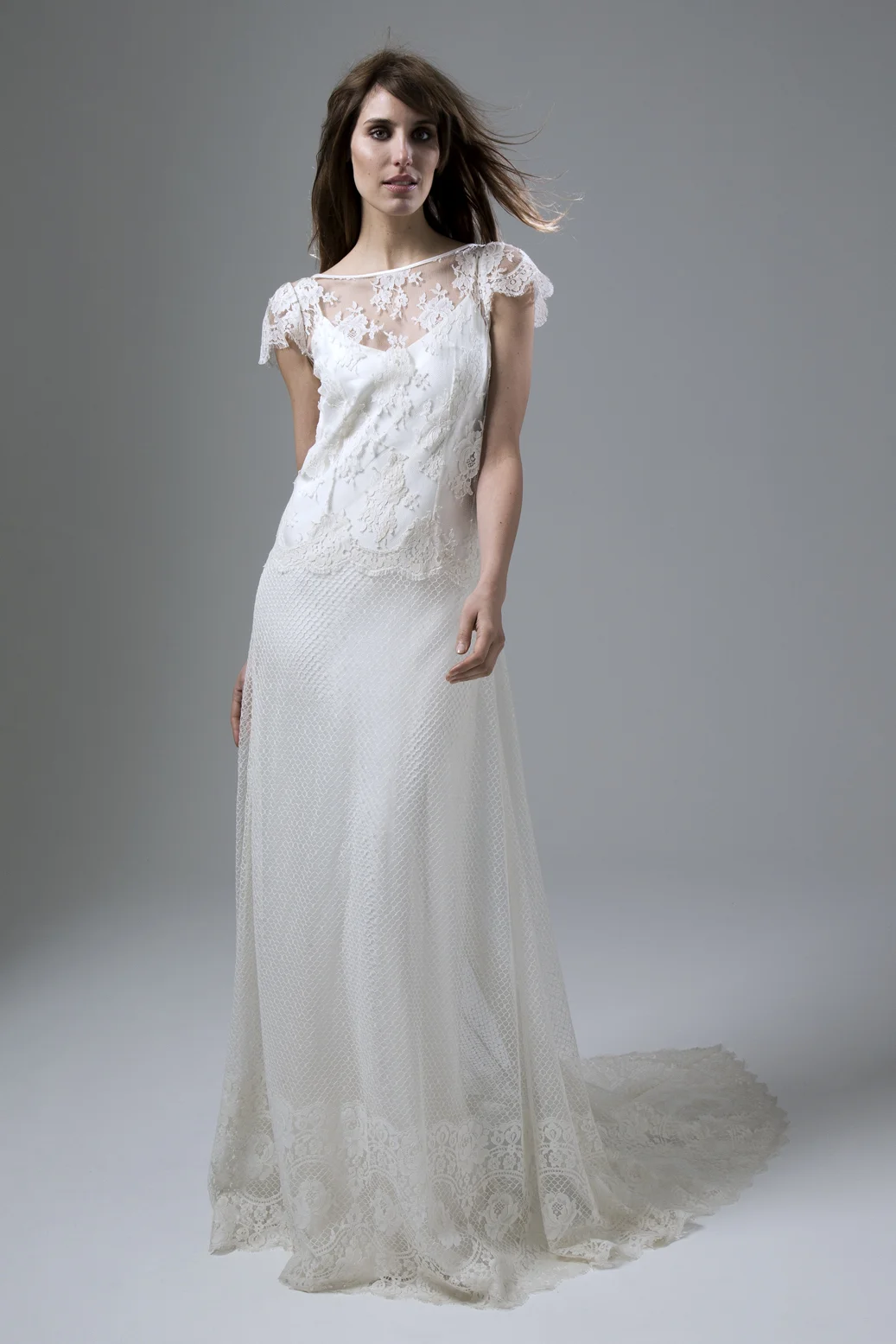 Iris Honey Full French Lace Wedding Dress by Halfpenny London