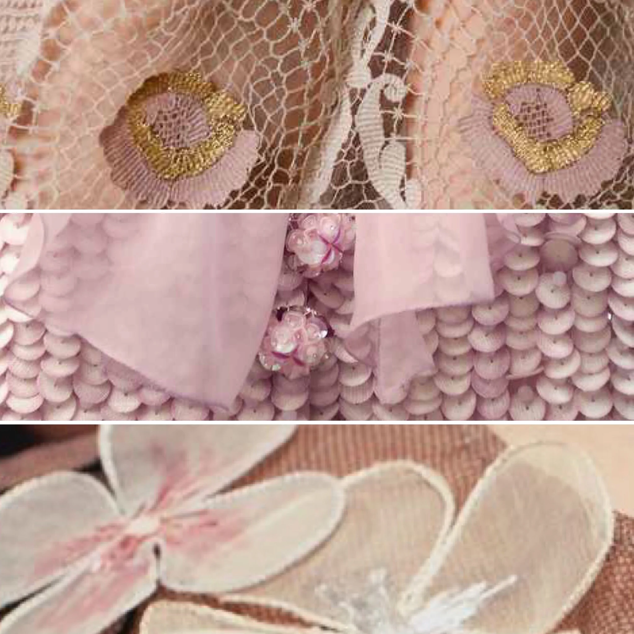 Dusky pink dreams with a hint of sequins and metallics .
