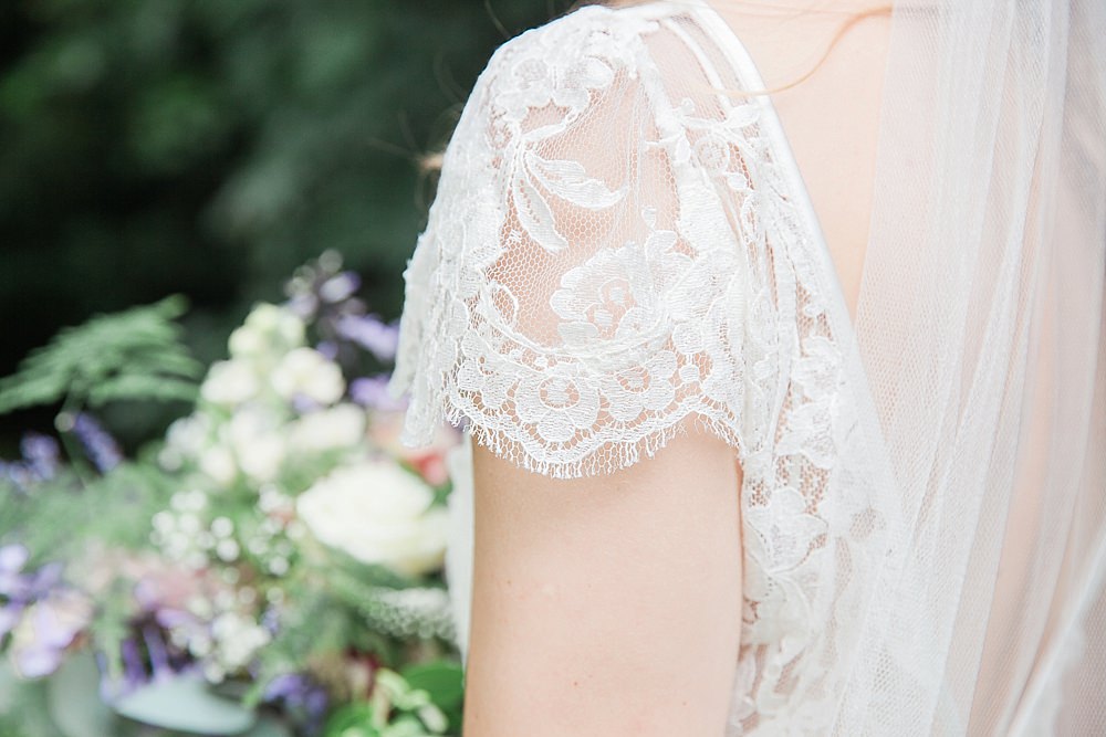 Gorgeous bride Sarah wears Iris lace wedding dress by Halfpenny London