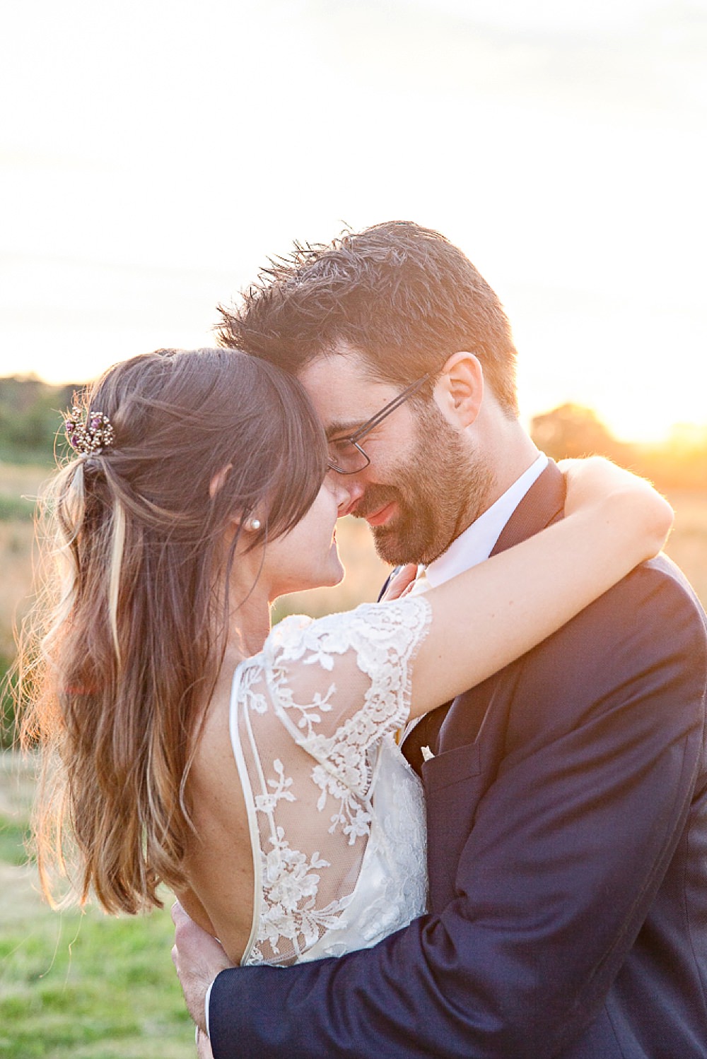Gorgeous bride Sarah wears Iris lace wedding dress by Halfpenny London