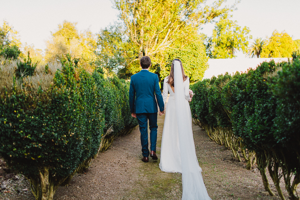 Beautiful bride Andrea wore a bespoke wedding dress and veil by Halfpenny London