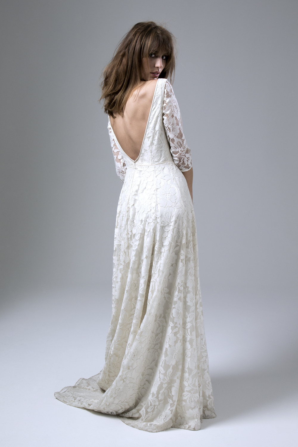 ANTONIA LARGE FLORAL LACE BACKLESS WEDDING DRESS BY HALFPENNY LONDON