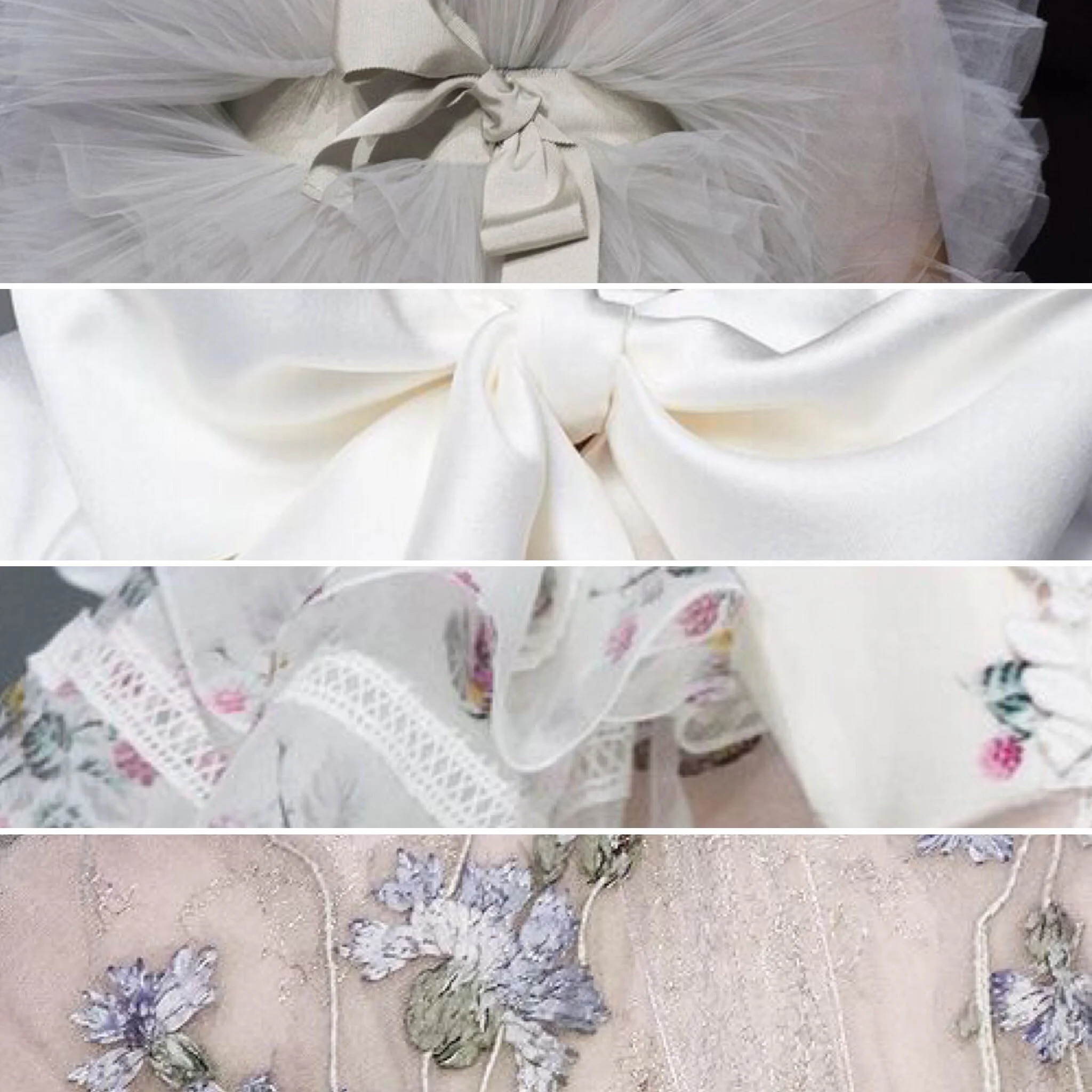 Loving the lilacs... Embroidery, bows, frills.