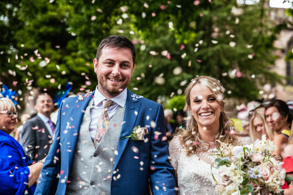 Beautiful bride Victoria wore a sequin wedding dress by Halfpenny London