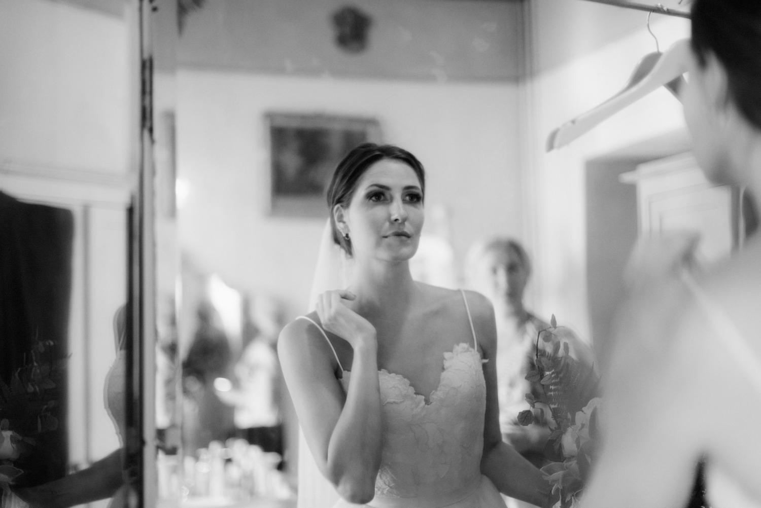 Beautiful bride Fran wears a wedding dress by Halfpenny London