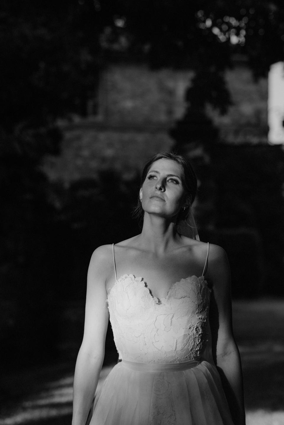 Beautiful bride Fran wears a wedding dress by Halfpenny London