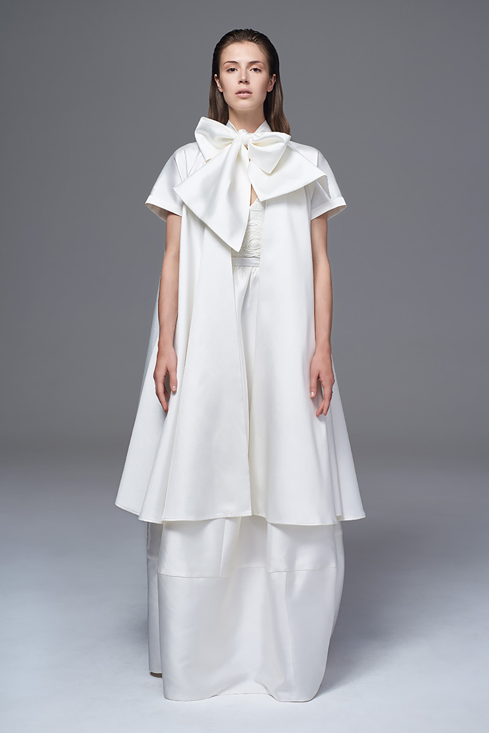 THE BOW JACKET WITH THE ALEXA MIKARDO SKIRT TWO PIECE BRIDAL WEDDING DRESS BY HALFPENNY LONDON