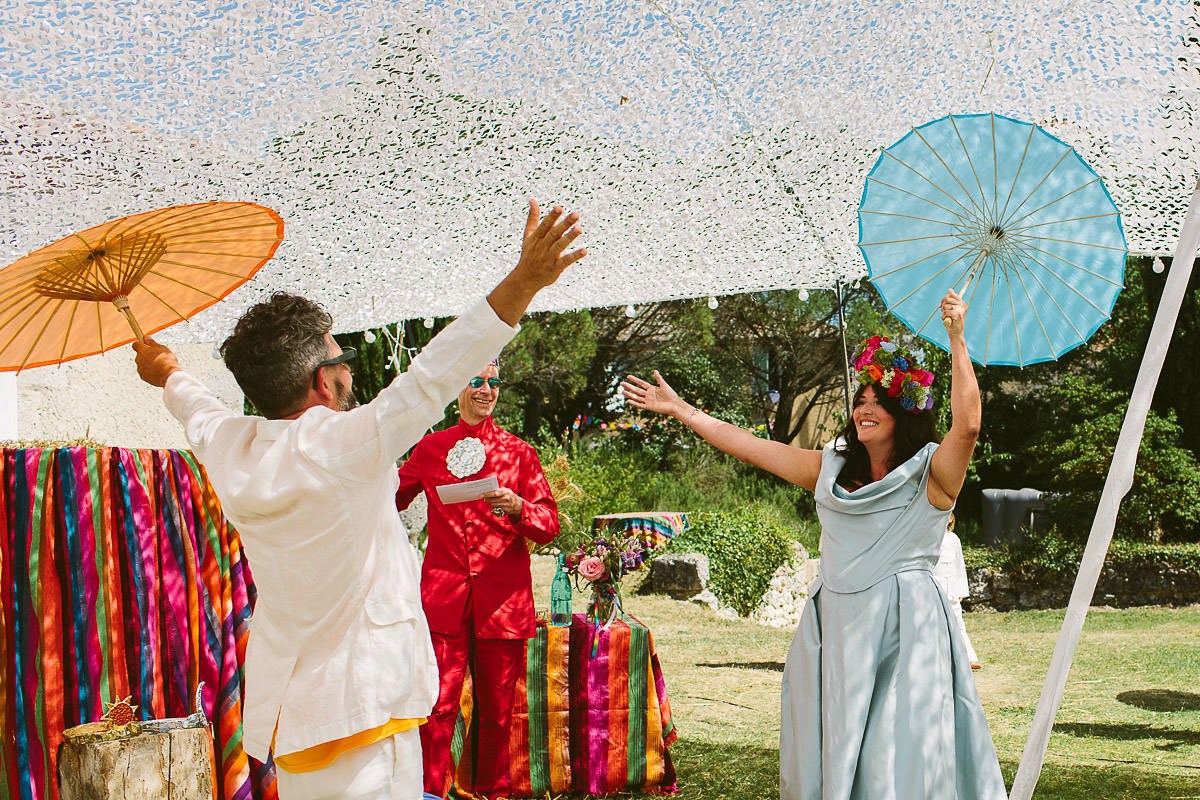 Beautiful bride Jess wore a blue wedding dress by Halfpenny London in a stunning colourful ceremony