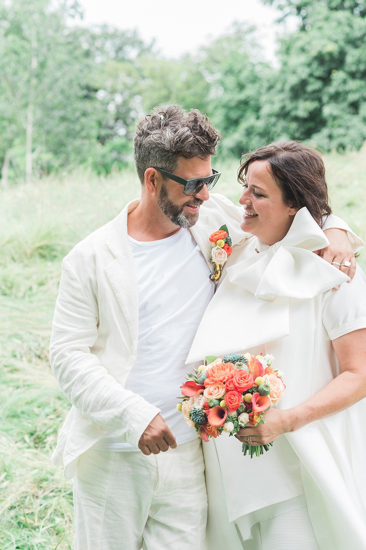 Beautiful bride Jess wore the Halfpenny London Bow jacket for her laid back London wedding