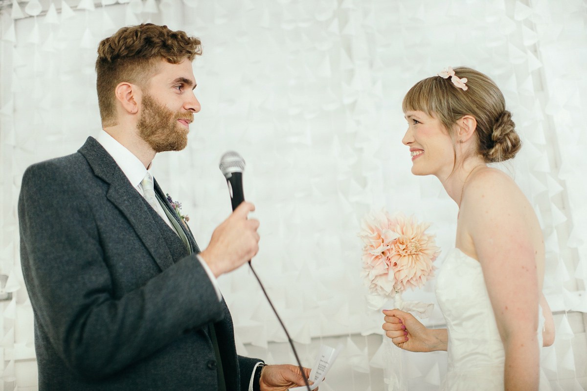 Beautiful bride Eleanor wears a wedding dress by Halfpenny London