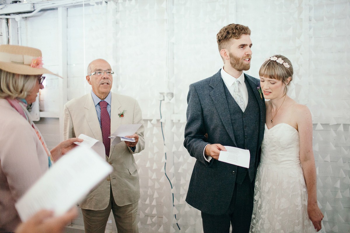 Beautiful bride Eleanor wears a wedding dress by Halfpenny London